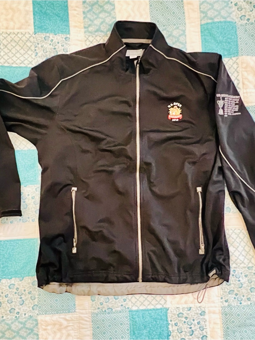 Men's Black US Open Lightweight Zip-Up Jacket with Logo